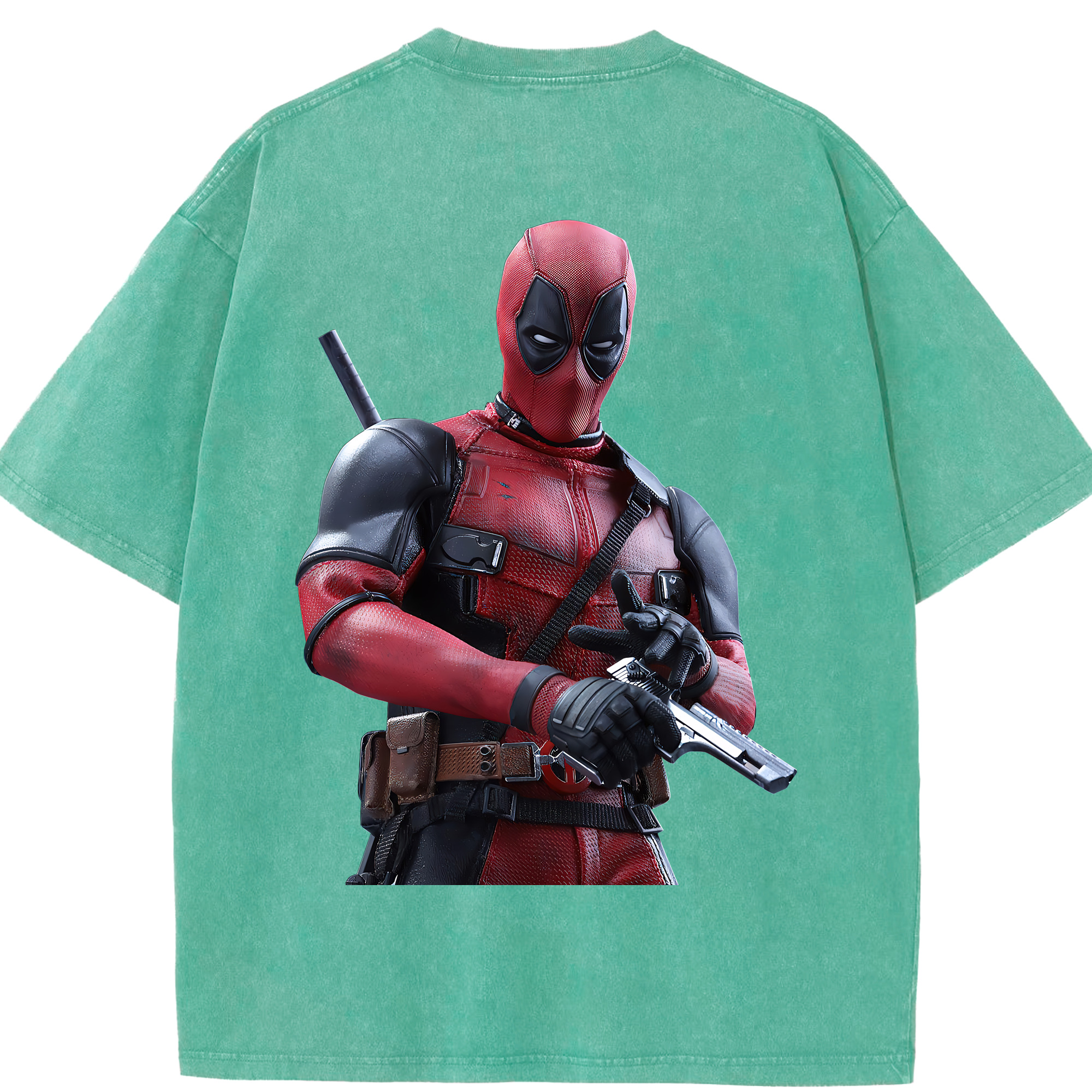 （画像用） Deadpool デッドプール 綿100% ヴィンテージ風 半袖Tシャツ（背面プリント）